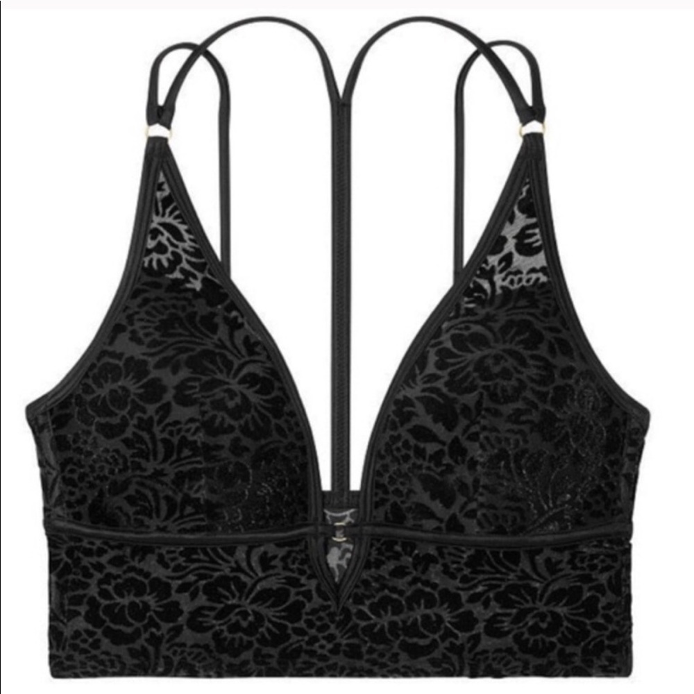 VS Pink Velvet Longline Bralette